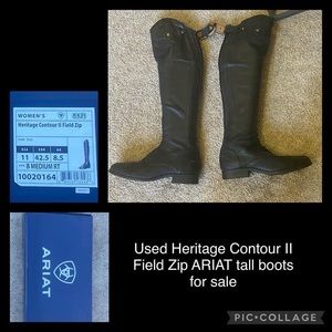 Ariat Heritage Contour II. Field zip black tall riding boots